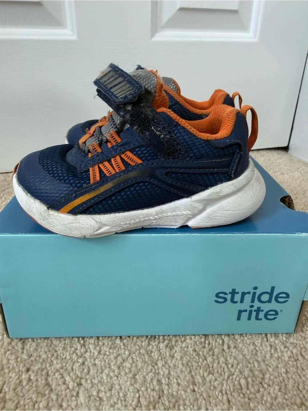 Stride Rite Navy and Orange Toddler Athletic Sneakers 6.5XW m2p journey